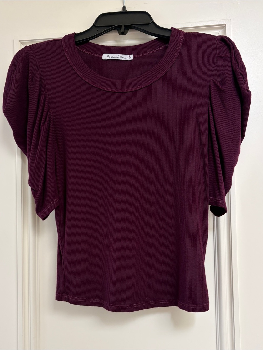 Michael Stars Short Puff Sleeve Tee in Plum Wine